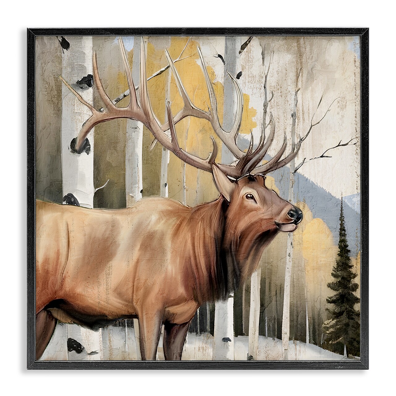 Stupell Industries Mountain Walk Elk Forest Framed Giclee, design by Kim Allen